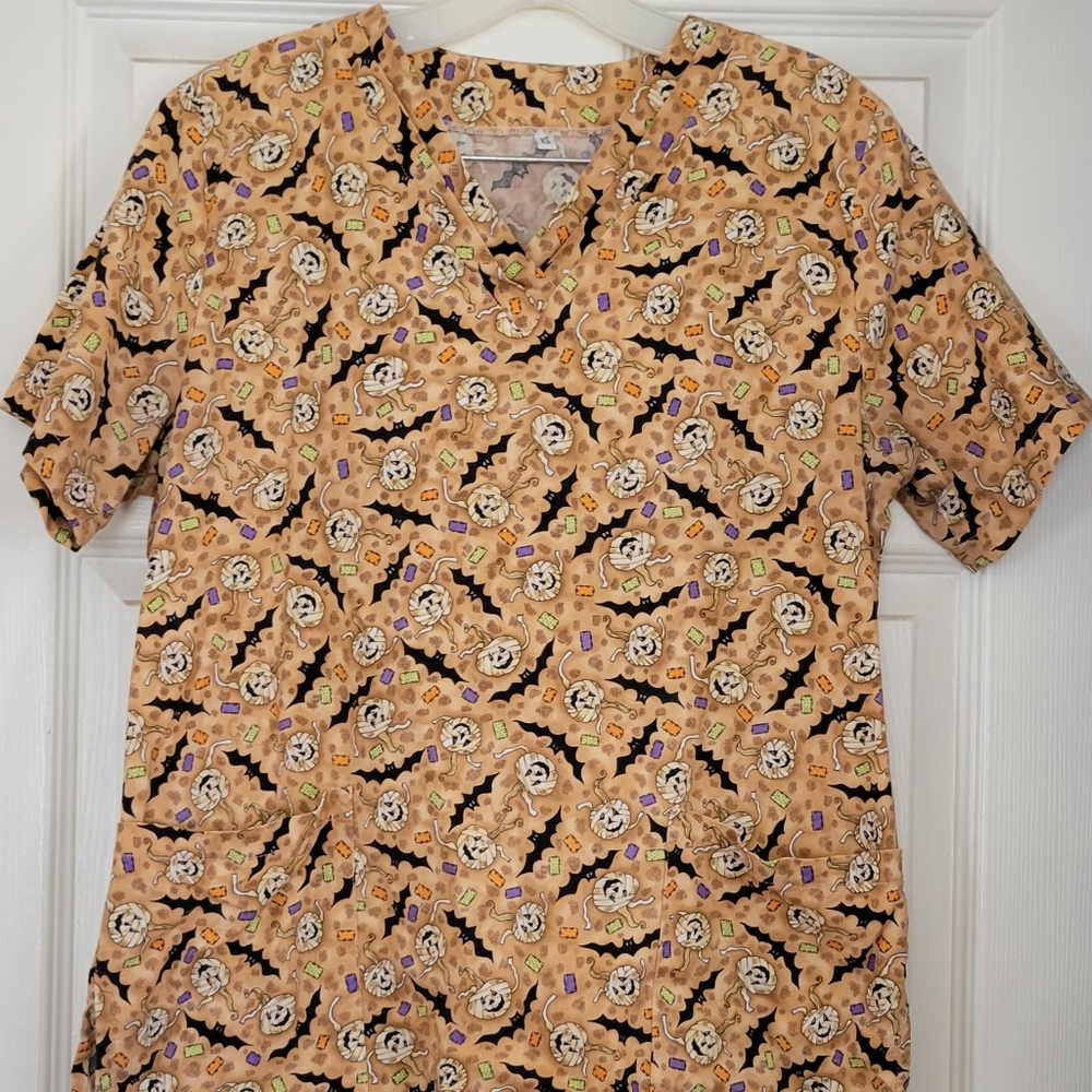 Women's Halloween Scrub Top